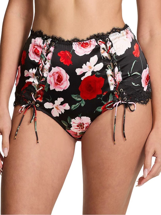 Victoria's Secret Other - ATELIER x Victoria's Secret Medium Black Roses Satin Lace Trim High Waist Panty